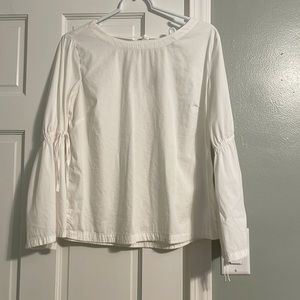 White blouse with tie back and tie sleeves